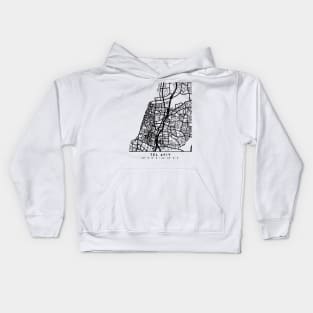 TEL AVIV ISRAEL BLACK CITY STREET MAP ART Kids Hoodie